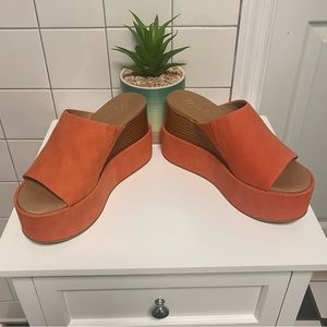 👡 Like New Matisse Orange Platform Wedge-Georgia Size 7